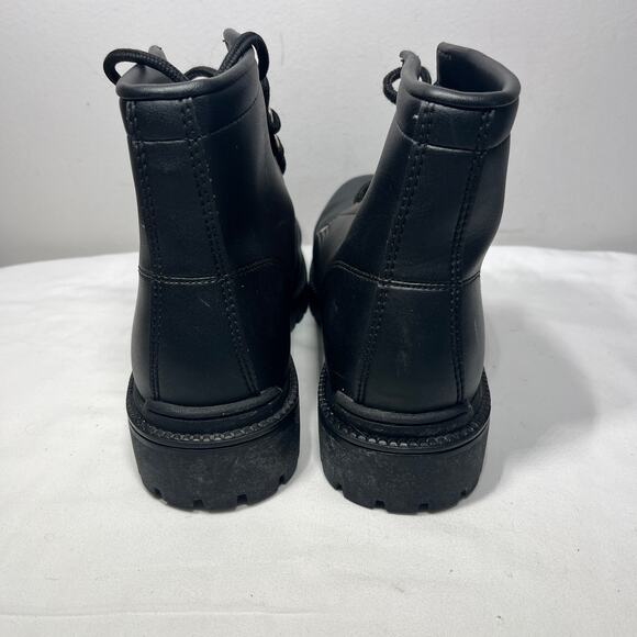 VTG Rugged Outdoors Boots Black Faux Leather Lace Up Grunge Gothic Combat Work 7 - Picture 5 of 9